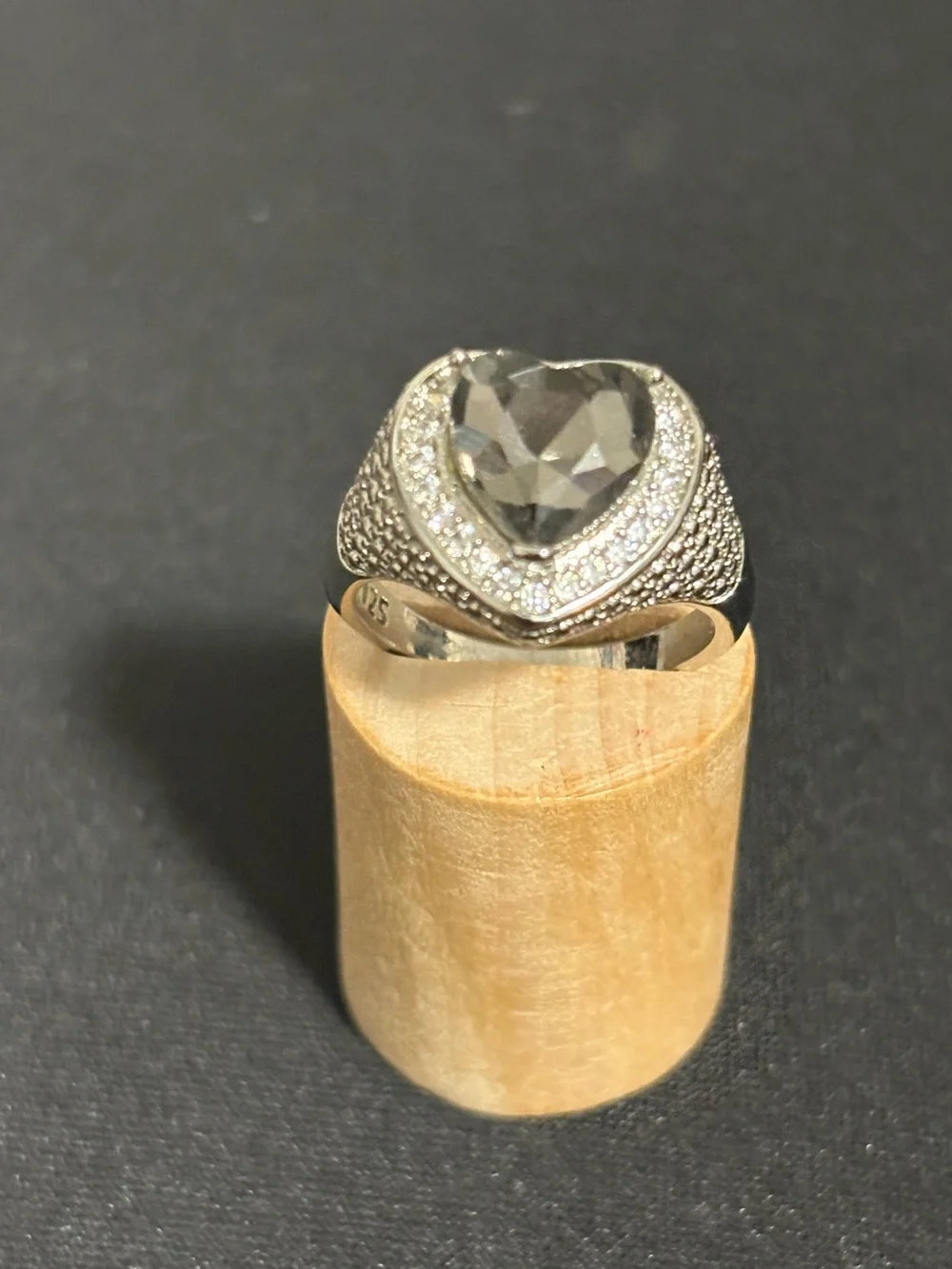 Silver Heart Crystal Statement Ring - Sparkling Clear